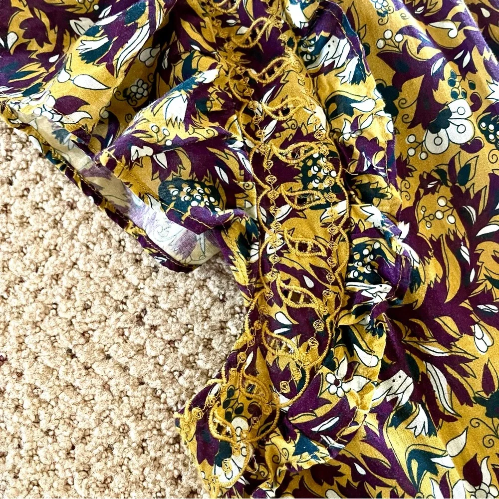 Anthropologie Othilia Aleksia Ruffled Maxi Dress Sz S Cottagecore Embroidered - Picture 15 of 15